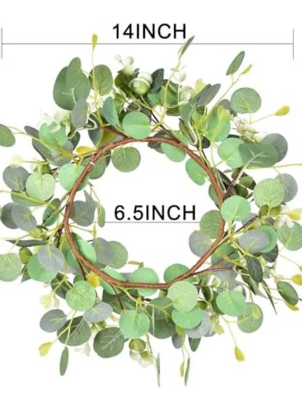 Artificial Green Eucalyptus Wreaths 14'' Spring Summer Eucalyptus Leaf